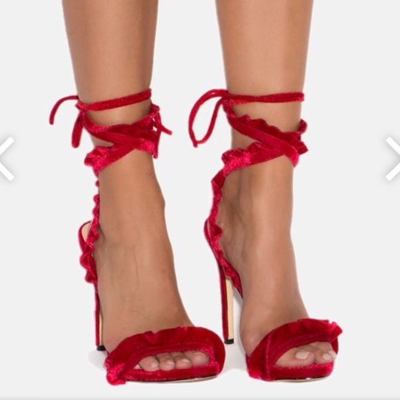 Red Stilettos with wrap around ankle - Picture 1 of 7